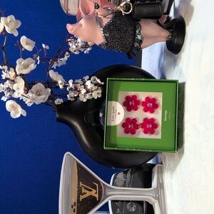 KATE SPADE X TARGET - Floral Linear Drop Stud Earrings RED